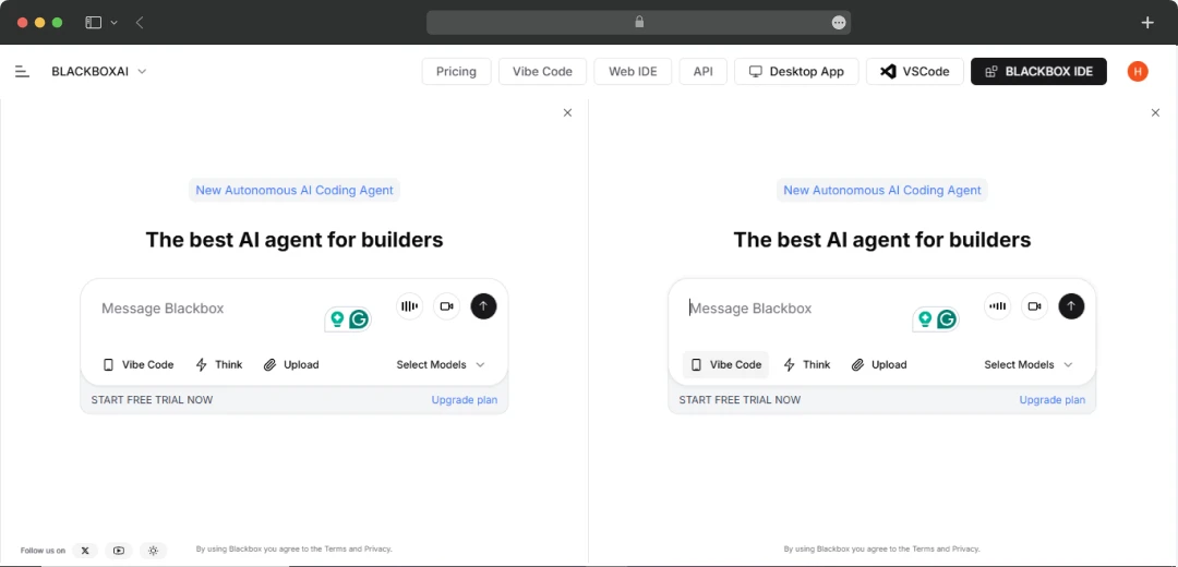 Multi-panel window of BLACKBOX AI