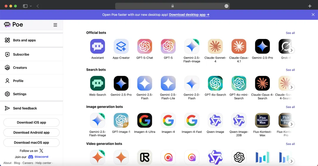 AI chatbots in Poe AI