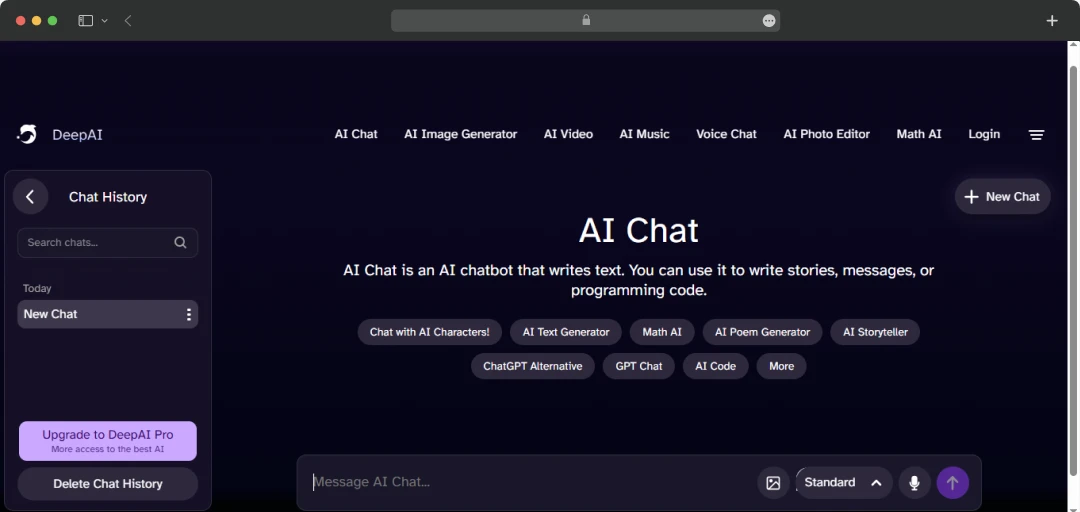DeepAI Chat interface