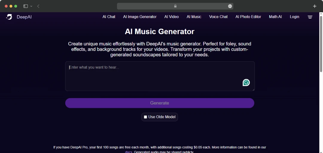 DeepAI music generator