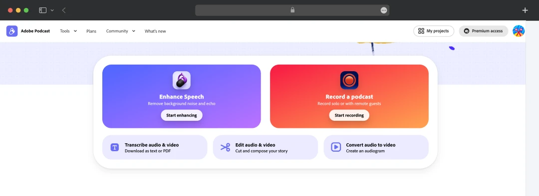 Adobe Podcast features