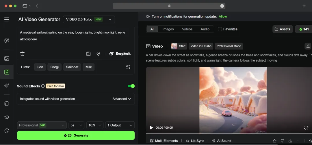 kling AI video generation tool