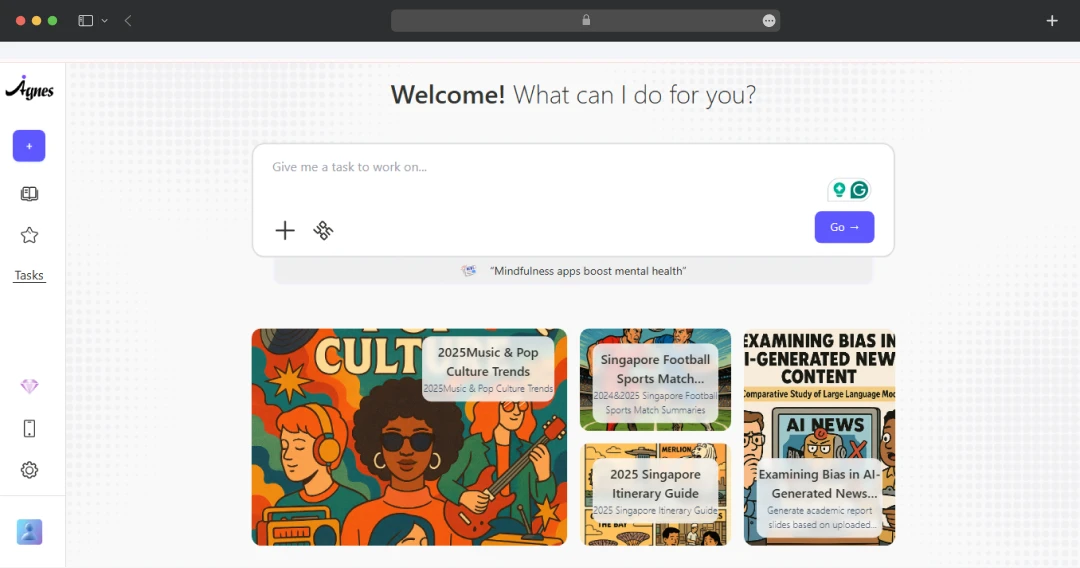 Agnes AI dashboard page