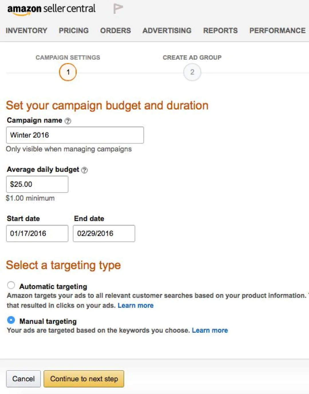Set Your Campaign Budget and Duration