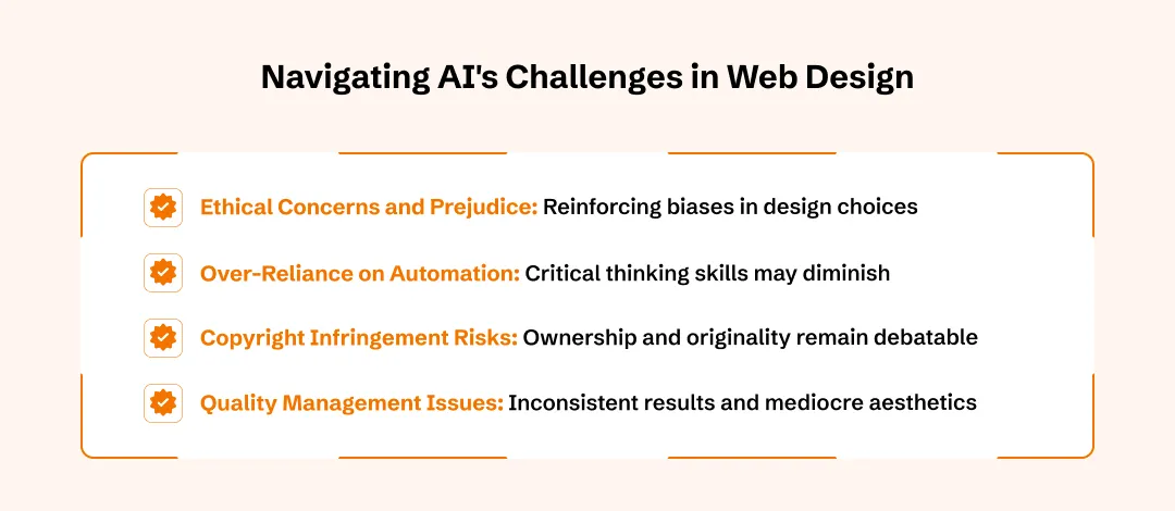 Challenges of using AI web design tool