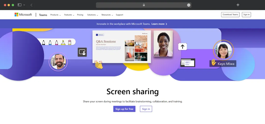 Microsoft Teams screen sharing dashboard