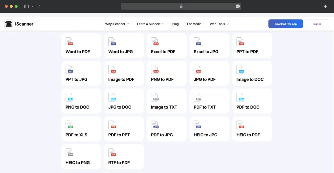 iScanner tools to convert documents