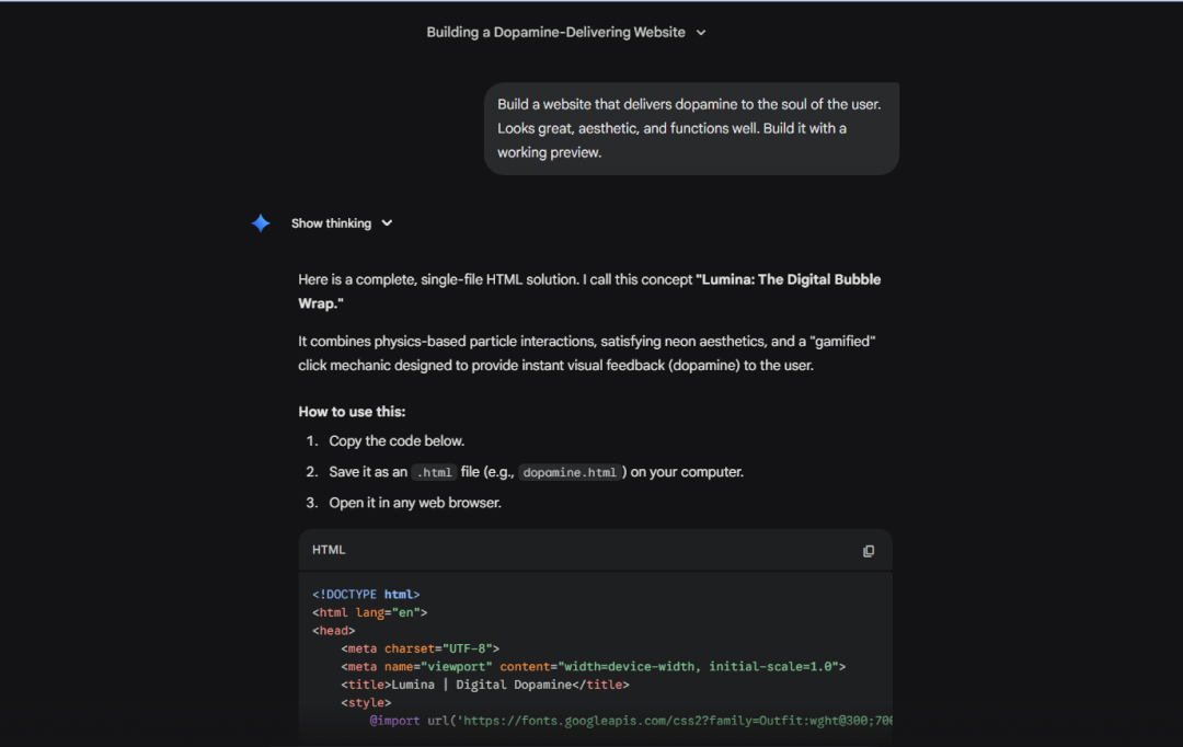 Example of using generative AI to build websites. Also applies to vibe coding.
