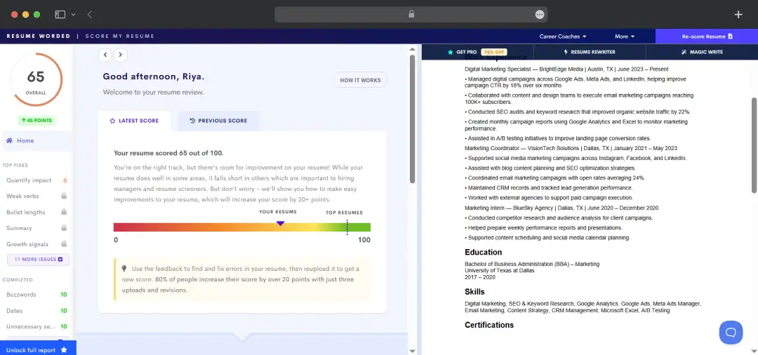 Get Your Resume Score