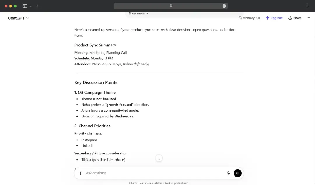Turning Messy Meeting Notes into a Structured Action Plan