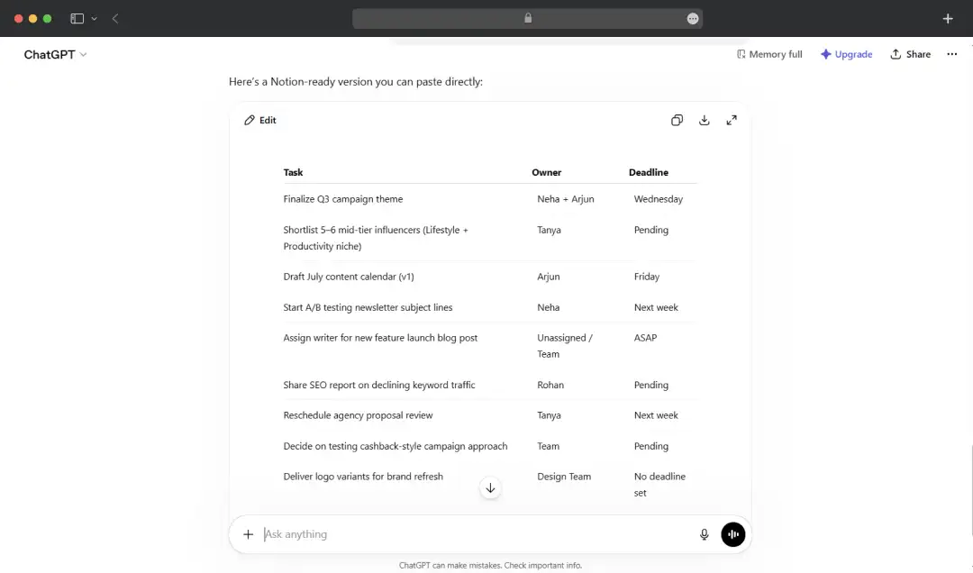 Turning Messy Meeting Notes into a Structured Action Plan