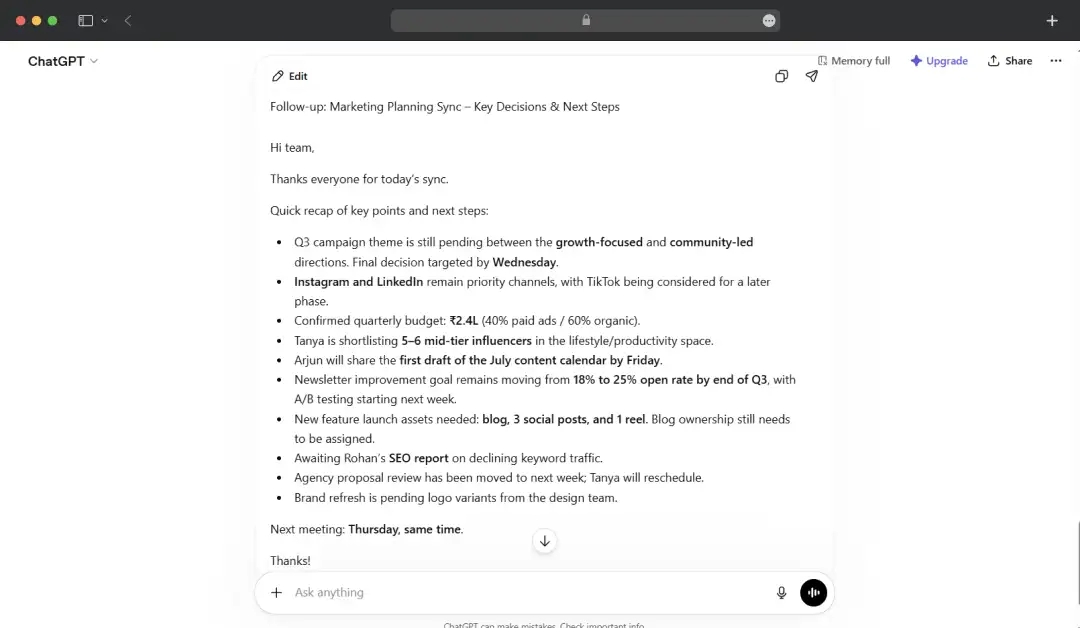 Turning Messy Meeting Notes into a Structured Action Plan