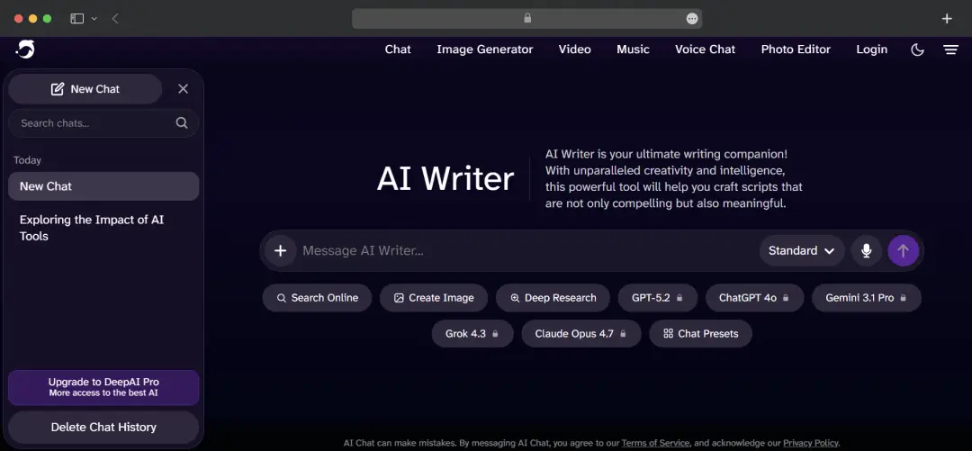 DeepAI Essay writer interface.