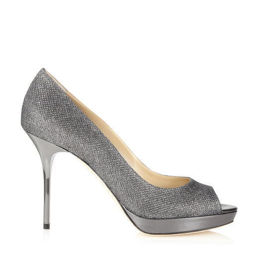 JIMMY CHOO LUNA Anthracite Lamé Glitter Platform Pumps