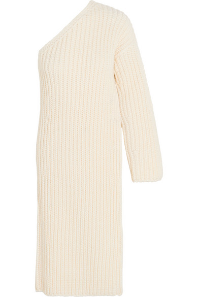 STELLA MCCARTNEY Asymmetric Ribbed-Knit Wool-Blend Sweater Dress