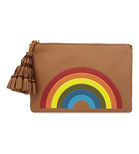 ANYA HINDMARCH Georgiana Silk Leather Rainbow Clutch