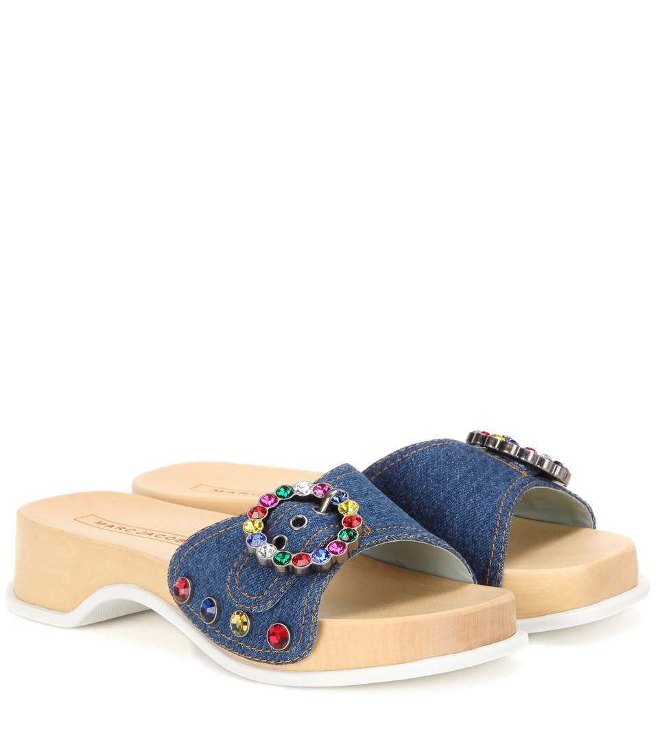 MARC JACOBS Anita crystal-embellished denim sandals