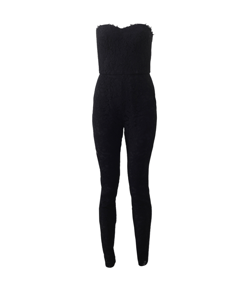 MONIQUE LHUILLIER STRAPLESS LACE JUMPSUIT, NOIR ModeSens