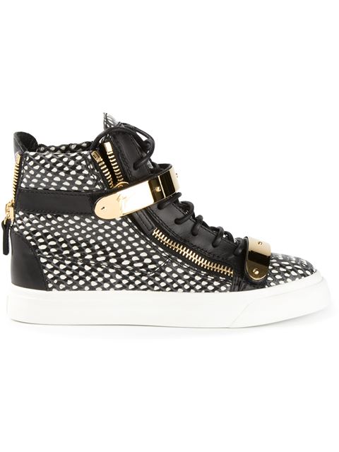 GIUSEPPE ZANOTTI Snakeskin Print Hi-Top Sneakers