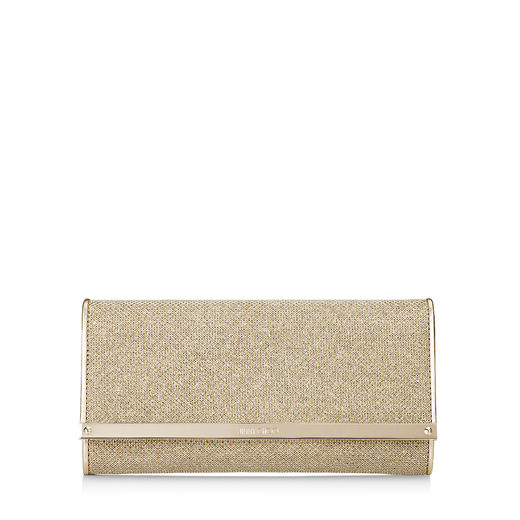 JIMMY CHOO MILLA Gold Lamé Glitter Continental Wallet