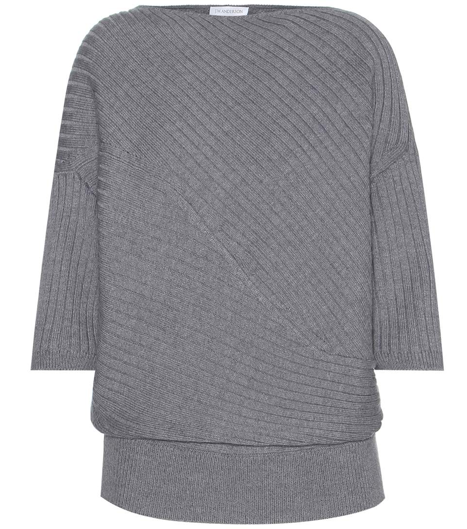 J.W.ANDERSON Twisted Merino Wool Knit Sweater, Grey