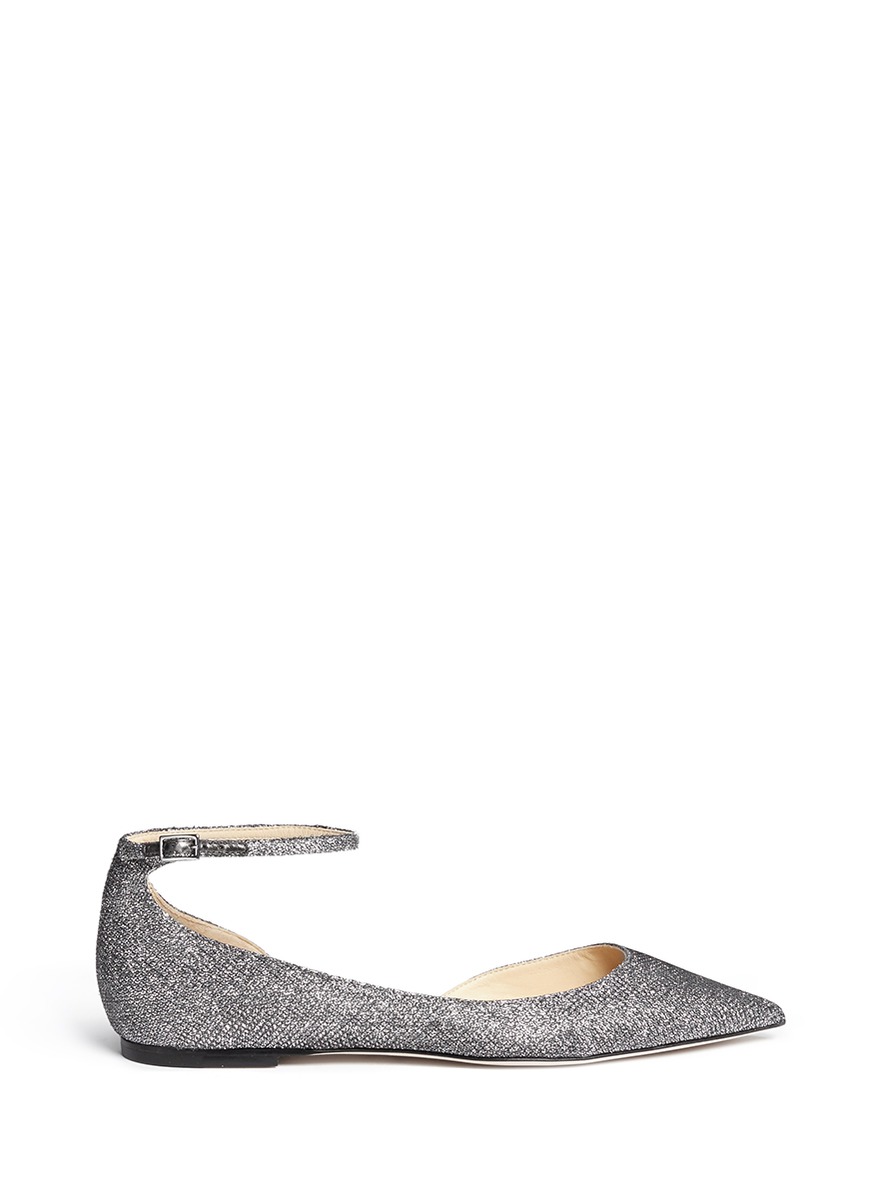 JIMMY CHOO 'Lucy' glitter lamé d'Orsay flats