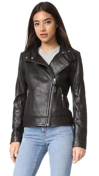 MACKAGE LISA PEBBLED LEATHER JACKET