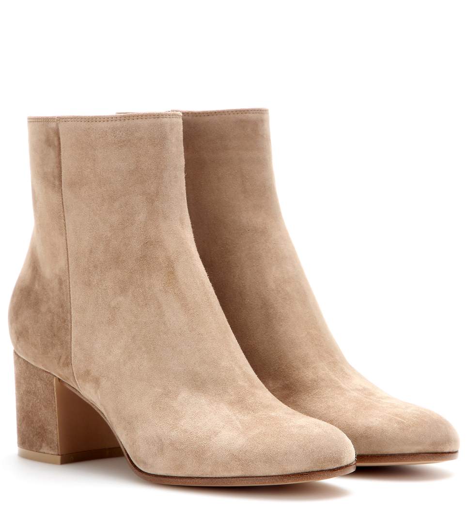 GIANVITO ROSSI SUEDE BLOCKHEEL ANKLE BOOT, LISQUE ModeSens
