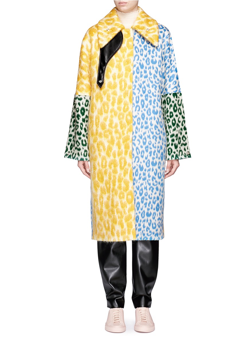 ACNE STUDIOS 'Bertilyn' patchwork leopard print felted mohair blend coat