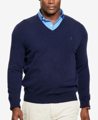 POLO RALPH LAUREN Polo Ralph Lauren Men's Big &amp; Tall Merino Wool V-Neck Sweater