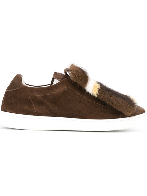 JOSHUA SANDERS FOX FUR DETAIL SNEAKERS