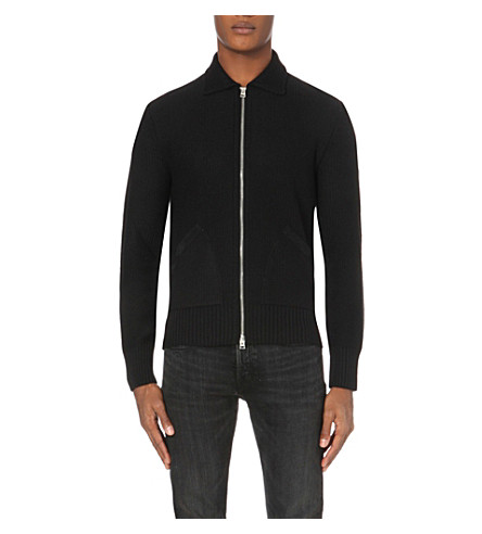 TOM FORD Mcqueen Suede-Trim Knitted Cardigan