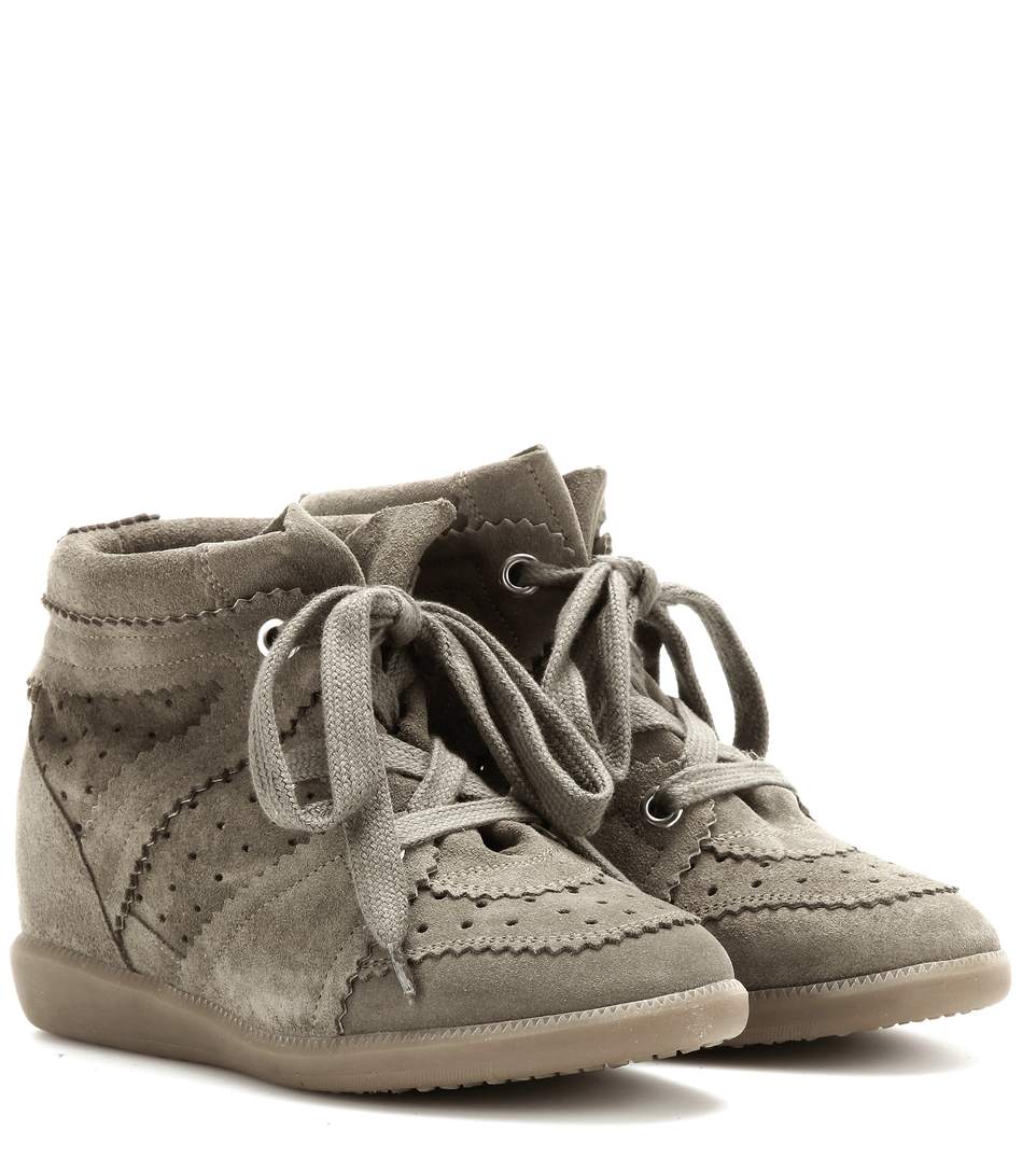 Isabel Marant 80Mm Bobby Suede Wedge Sneakers In Green | ModeSens