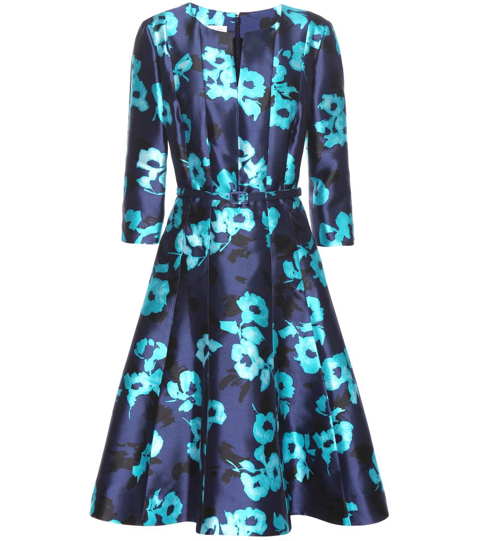 4 Stores In Stock: OSCAR DE LA RENTA Floral Print Silk & Cotton Mikado ...