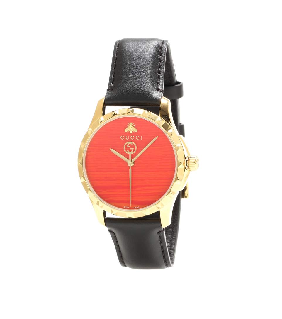 GUCCI G-TIMELESS LE MARCHÉ DES MERVEILLES 38MM LEATHER WATCH