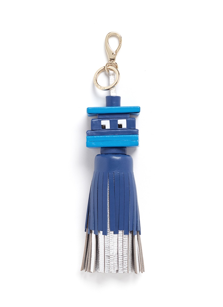 ANYA HINDMARCH 'Space Invaders' tassel leather keyring