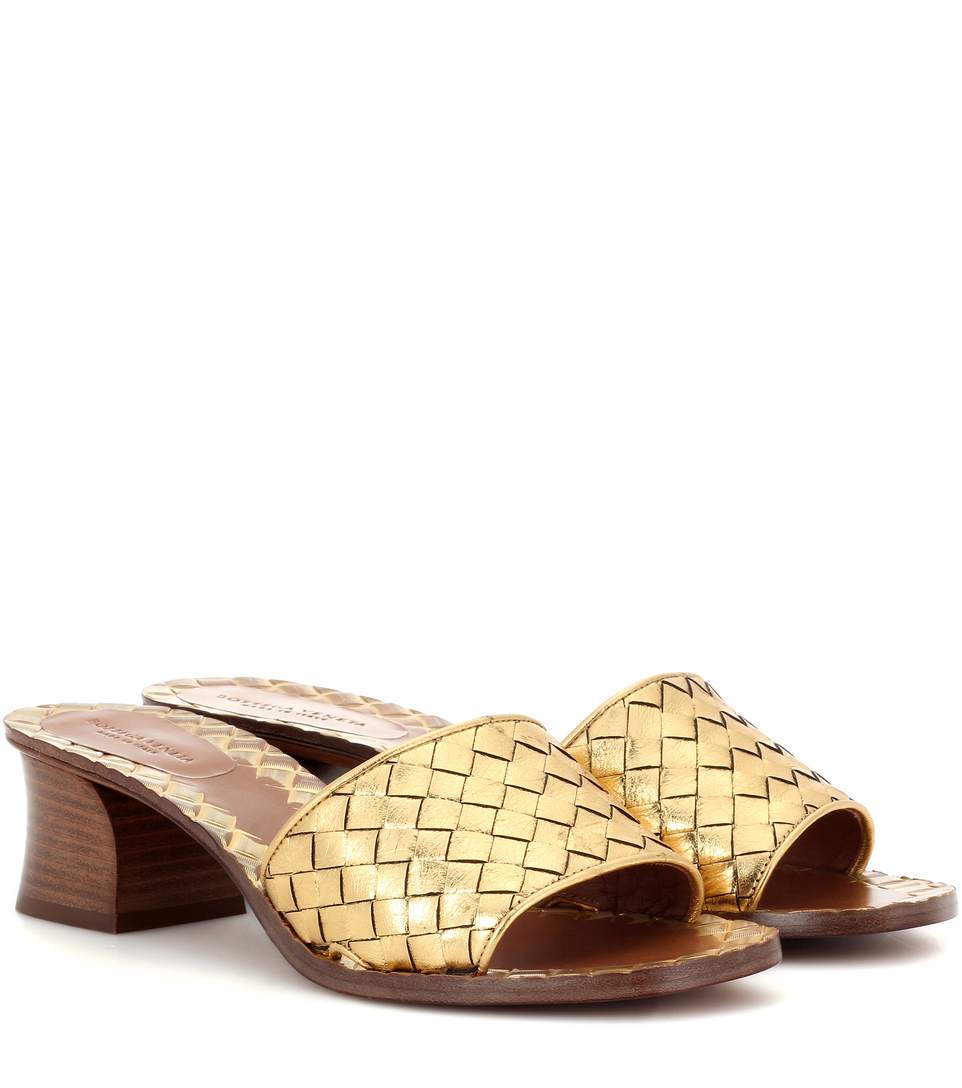 BOTTEGA LIGHT GOLD INTRECCIATO CALF RAVELLO SANDALS ModeSens