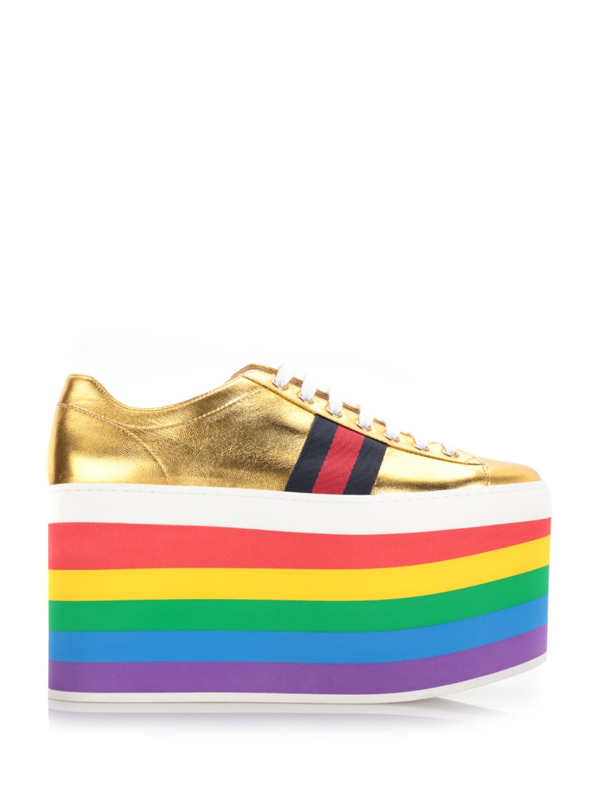 gucci gold peggy platform sneakers