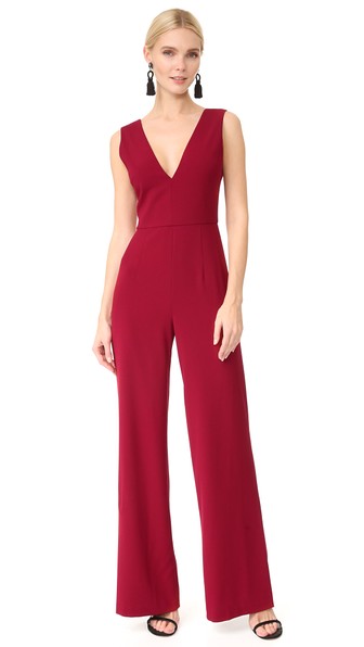 ALICE AND OLIVIA Lina Double V Neck Jumpsuit