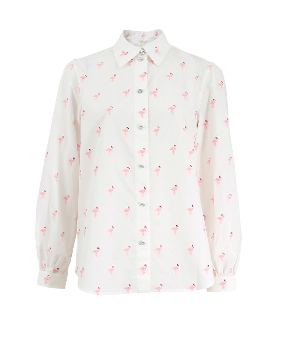 MARC JACOBS Flamingo Cotton Shirt, White/Pink | ModeSens