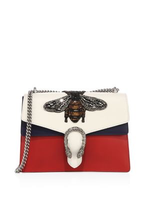 GUCCI Medium Dionysus Bee-Embroidered Leather Shoulder Bag