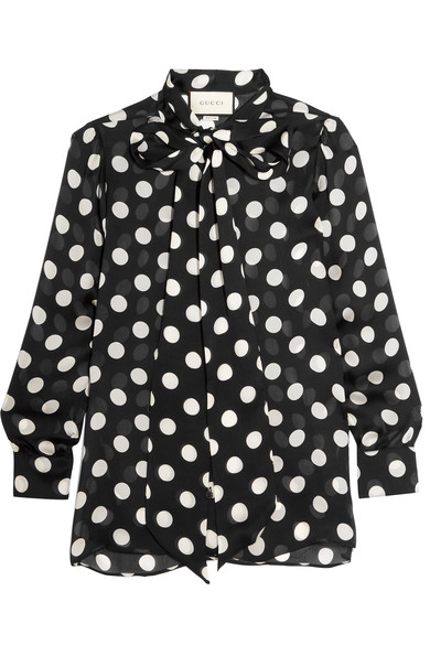 GUCCI Pussy-bow polka-dot silk-chiffon blouse