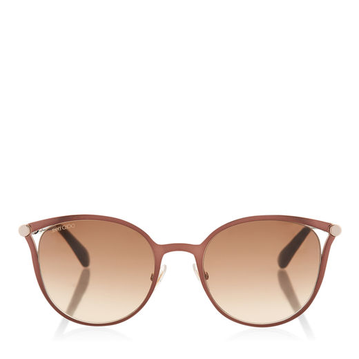 JIMMY CHOO NEIZA Brown Gold Powder Cat-Eye Sunglasses