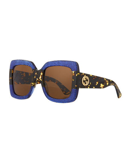 gucci glittered gradient oversized square sunglasses