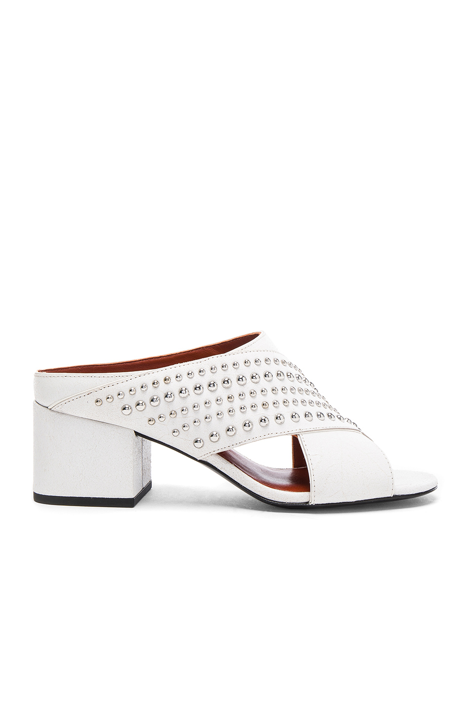 3.1 PHILLIP LIM Crisscross Leather Cube Open Toe Slip Ons