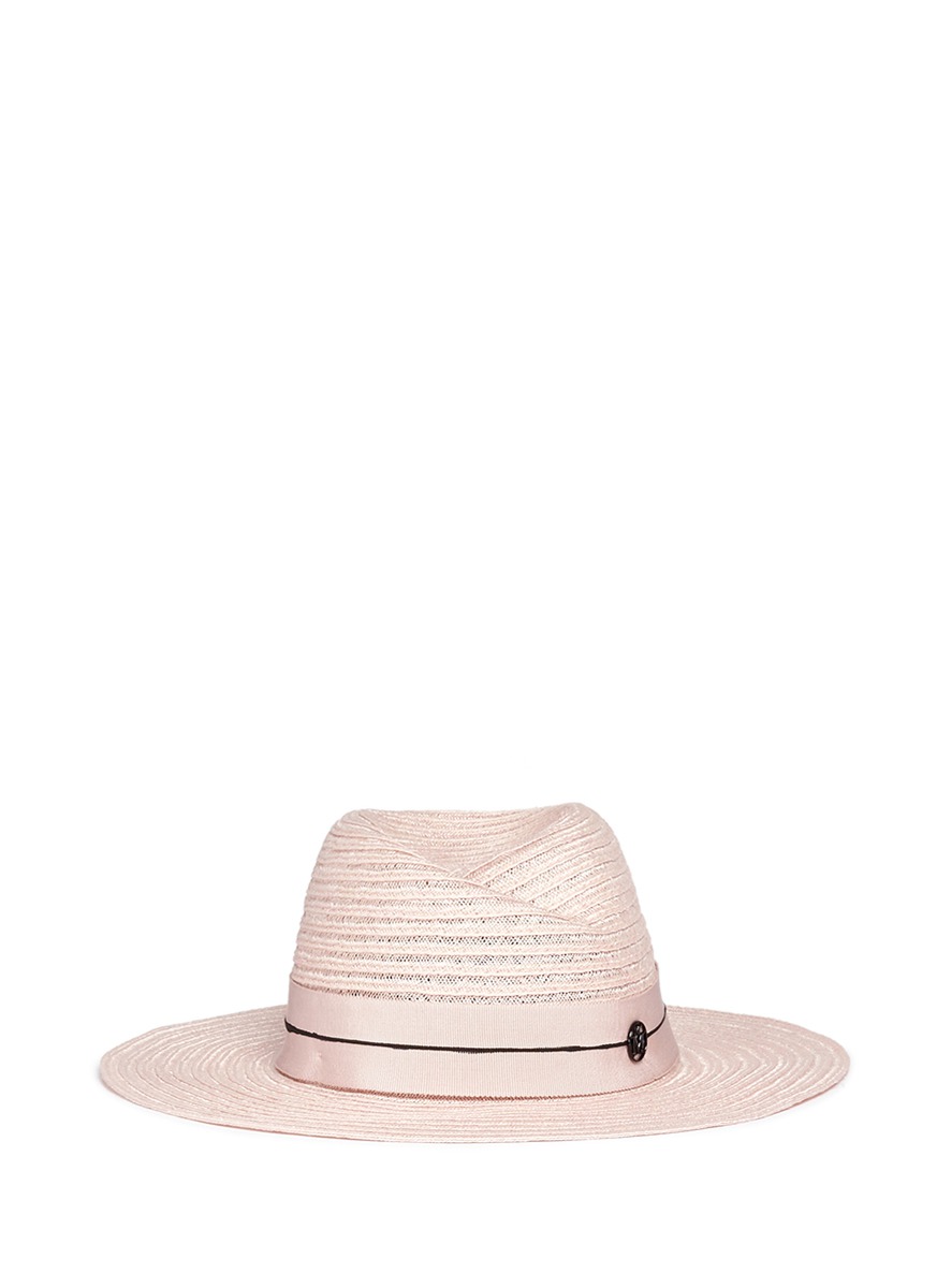 MAISON MICHEL 'VIRGINIE' PETERSHAM BAND CANAPA STRAW HAT