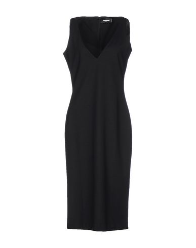 DSQUARED2 DSQUARED2 WOMAN MIDI DRESS BLACK SIZE M POLYESTER, VIRGIN WOOL, POLYAMIDE, ELASTANE