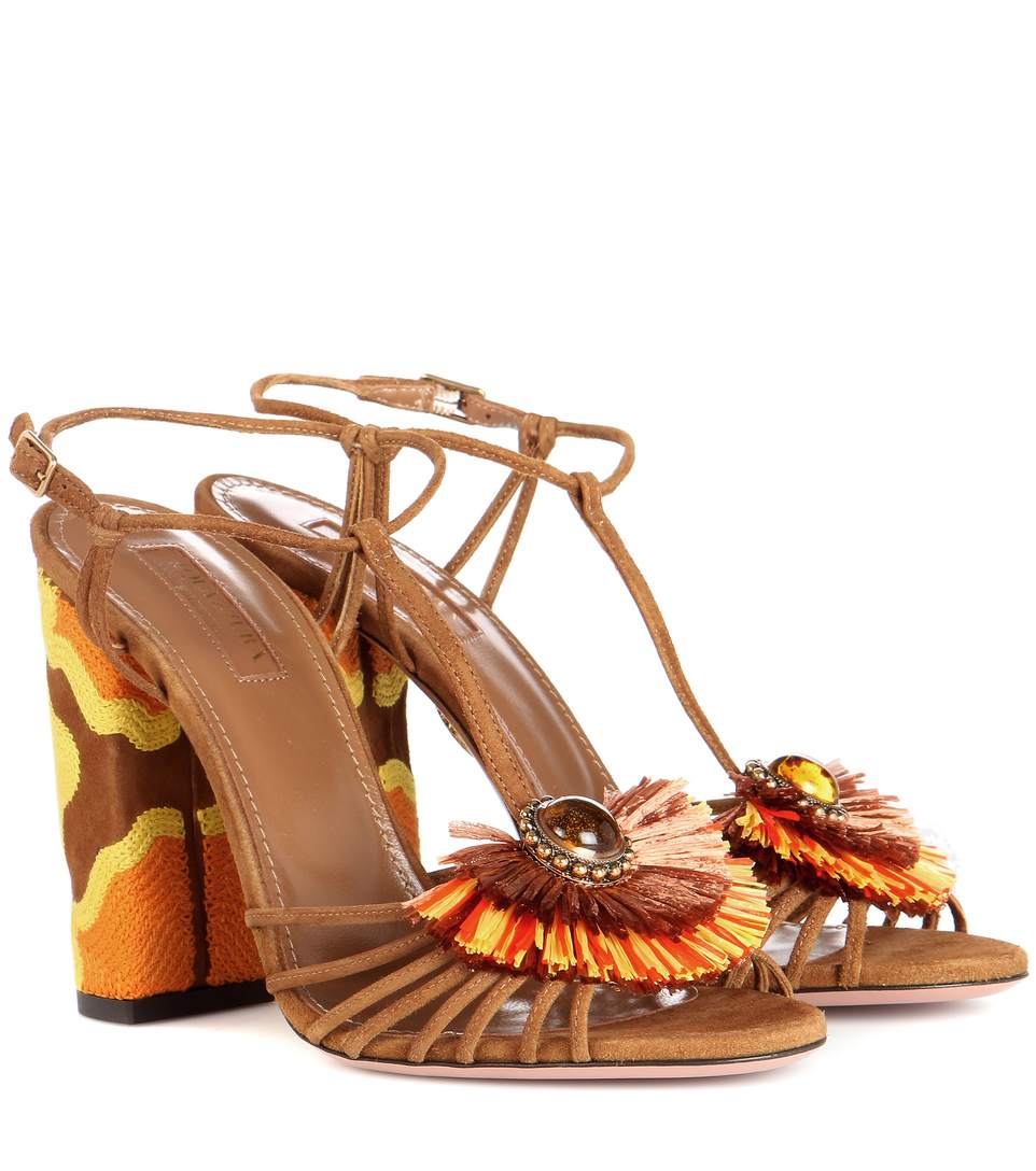 cognac block sandals