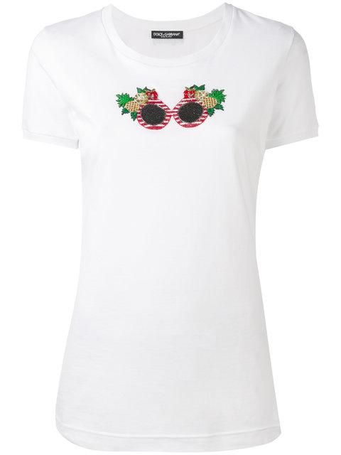 DOLCE & GABBANA DOLCE & GABBANA TROPICAL BEADED SUNGLASSES T-SHIRT - WHITE