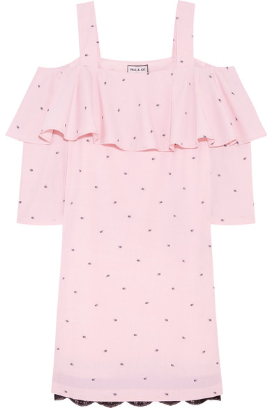 PAUL & JOE Off-the-shoulder lace-trimmed cotton-jacquard mini dress